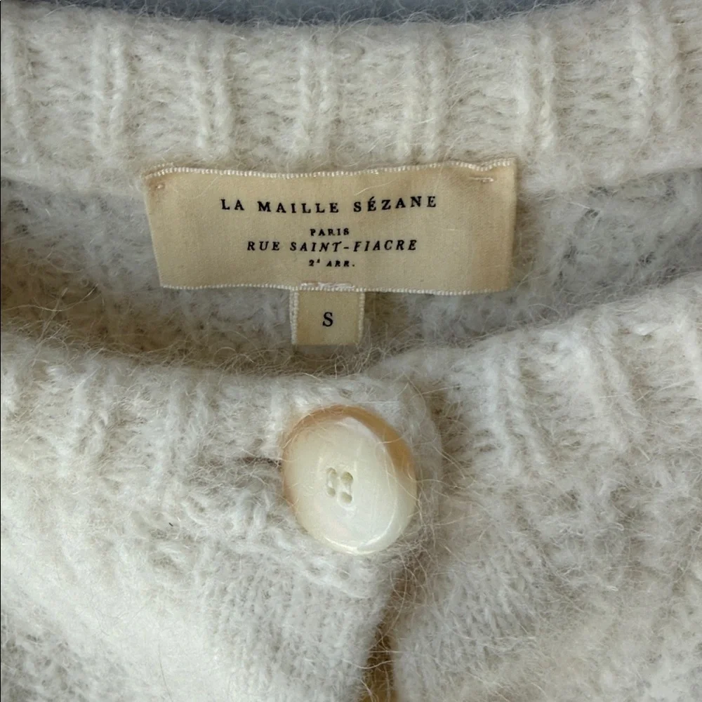 Sezane Emile Cardigan Cropped Ecru - Picture 6 of 10